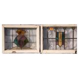 TWO CONTINENTAL STAINED GLASS PANELS