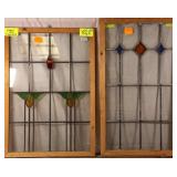 TWO ANTIQUE IRISH STAINED GLASS PANELS