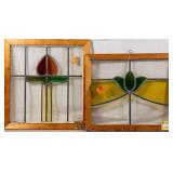 TWO FRENCH ART NOUVEAU STAINED GLASS PANELS