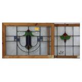 TWO IRISH STAINED GLASS PANELS