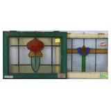 TWO CONTINENTAL STAINED GLASS PANELS