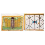 TWO FRENCH STAINED GLASS PANELS
