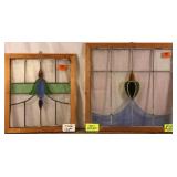 TWO ANTIQUE IRISH STAINED GLASS PANELS