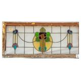FRENCH ART NOUVEAU STAINED GLASS PANEL
