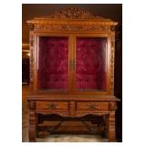 FRENCH RENAISSANCE STYLE CARVED OAK VITRINE