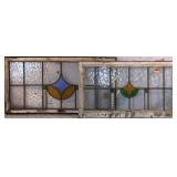 TWO IRISH STAINED GLASS PANELS