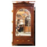 FRENCH OAK MIRRORED ARMOIRE