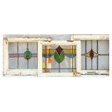 THREE FRENCH STAINED GLASS PANELS