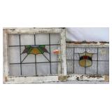 TWO ENGLISH STAINED GLASS PANELS
