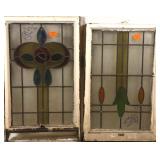 TWO ANTIQUE CONTINENTAL STAINED GLASS PANELS
