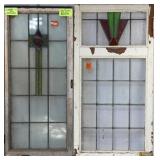 TWO LARGE IRISH STAINED GLASS PANELS
