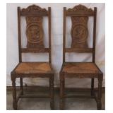 PAIR OF RENAISSANCE REVIVAL RUSH SEAT CHAIRS