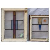 TWO FRENCH ART DECO STAINED GLASS PANELS