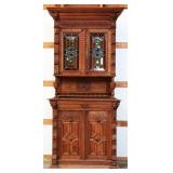 FRENCH RENAISSANCE REVIVAL STAINED GLASS BUFFET