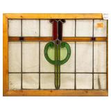 FRENCH ART NOUVEAU STAINED GLASS PANEL