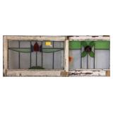 TWO CONTINENTAL STAINED GLASS PANELS