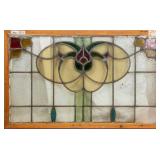 FRENCH ART NOUVEAU STAINED GLASS PANEL