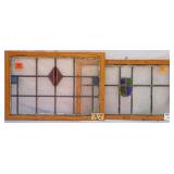 TWO FRENCH STAINED GLASS PANELS