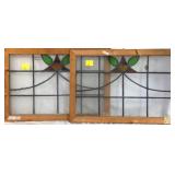 PAIR OF CONTINENTAL STAINED GLASS PANELS