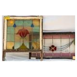 TWO FRENCH ART NOUVEAU STAINED GLASS PANELS