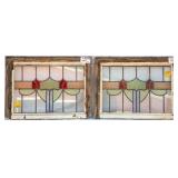 PAIR OF FRENCH STAINED GLASS PANELS