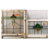 TWO ANTIQUE CONTINENTAL STAINED GLASS PANELS