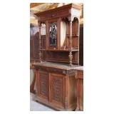FRENCH RENAISSANCE REVIVAL STAINED GLASS BUFFET