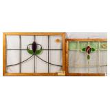 TWO ANTIQUE CONTINENTAL STAINED GLASS PANELS