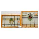 TWO FRENCH ART NOUVEAU STAINED GLASS PANELS