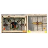 TWO CONTINENTAL STAINED GLASS PANELS