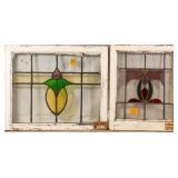 TWO ANTIQUE CONTINENTAL STAINED GLASS PANELS