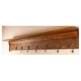 FRENCH WOOD & BRASS COAT RACK