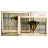 TWO FRENCH ART NOUVEAU STAINED GLASS PANELS