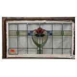 FRENCH ART NOUVEAU STAINED GLASS PANEL