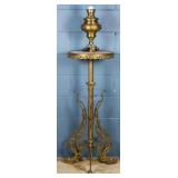 FRENCH BRONZE ONYX CONVERTED OIL LAMP