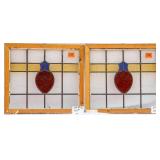 PAIR OF CONTINENTAL STAINED GLASS PANELS
