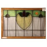 CONTINENTAL ART NOUVEAU STAINED GLASS PANEL