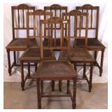 SET OF 6 FRENCH ART DECO OAK DINING CHAIRS