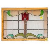 FRENCH ART NOUVEAU STAINED GLASS PANEL