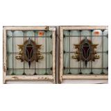 PAIR OF FRENCH STAINED GLASS PANELS