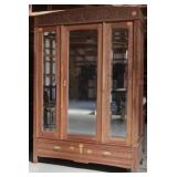 FRENCH OAK MIRRORED ARMOIRE