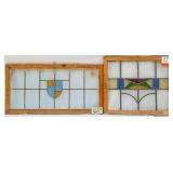 TWO FRENCH STAINED GLASS PANELS