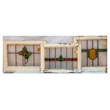 THREE FRENCH STAINED GLASS PANELS