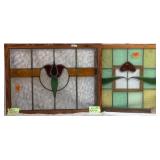PAIR OF ENGLISH STAINED GLASS PANELS