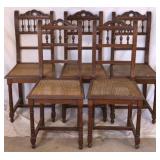 SET OF 5 FRENCH HENRY ll STYLE OAK SIDE CHAIRS