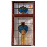 ANTIQUE CONTINENTAL STAINED GLASS PANEL
