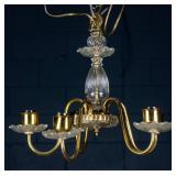 5-LIGHT BRASS & CRYSTAL DECORATIVE CHANDELIER