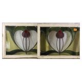PAIR OF FRENCH ART NOUVEAU STAINED GLASS PANELS