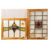 TWO CONTINENTAL STAINED GLASS PANELS
