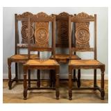 SET OF 4 19TH C. FRENCH OAK PORTRAIT BACK CHAIRS